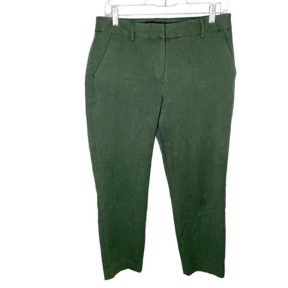 Express Women's Stretch Flat Front Mid Rise Columnist Ankle Pants Green Size 8